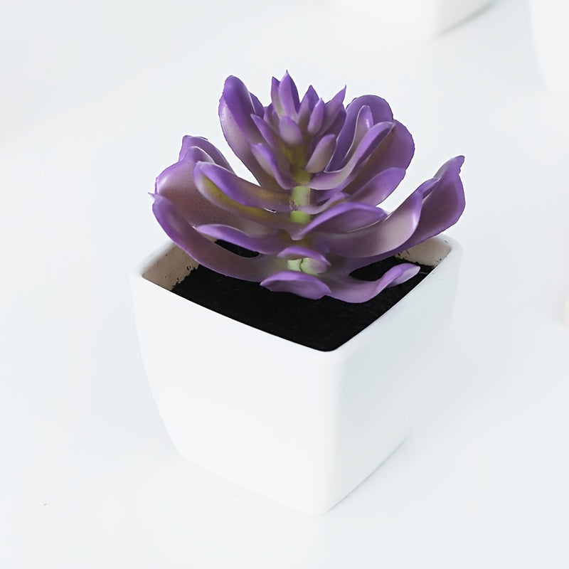 1pc 4in Mini Artificial Potted Plant, Artificial Succulent Plants, Small Plastic Plants For Desktop Window Desk Decor