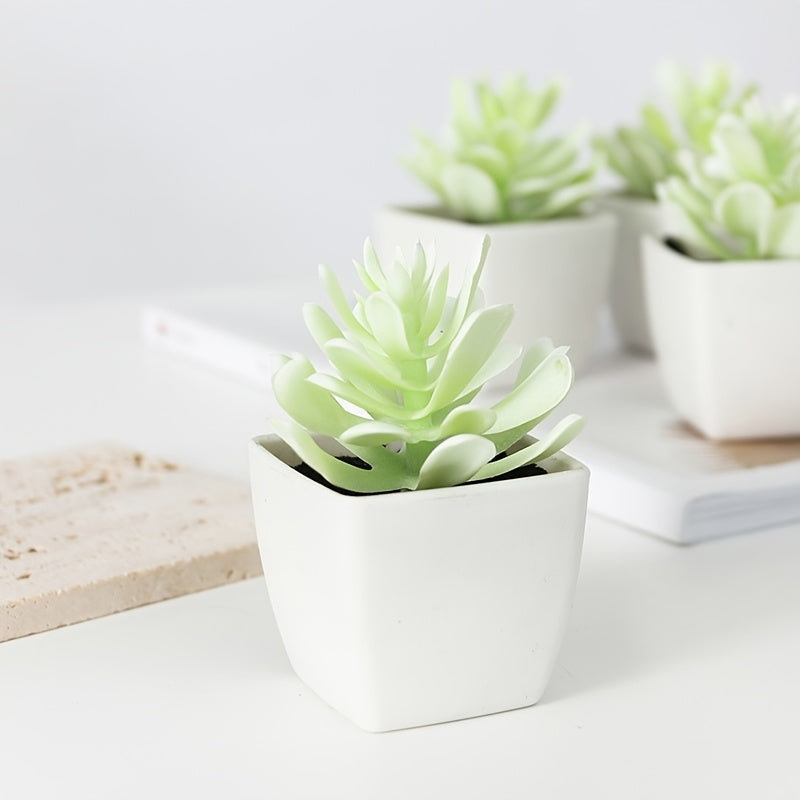1pc 4in Mini Artificial Potted Plant, Artificial Succulent Plants, Small Plastic Plants For Desktop Window Desk Decor