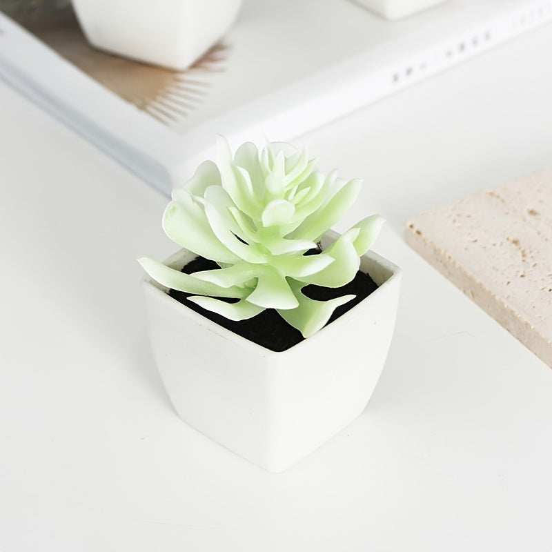 1pc 4in Mini Artificial Potted Plant, Artificial Succulent Plants, Small Plastic Plants For Desktop Window Desk Decor